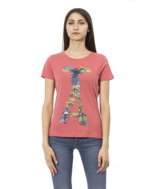 Blommig T-shirt med kort ärm och rund halsringning