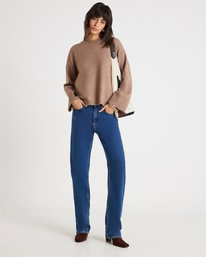 River Island Womens Jumper Brown Crew Neck Knitted