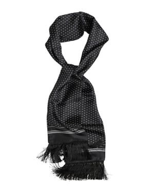 Svart Vit Prickig Fransen Foulard Halsduk