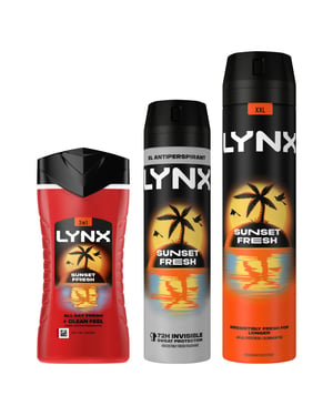 Lynx Sunset Fresh 3pk Bundle of 200ml AP Deo 250ml Body Spray& 225ml Shower Gel