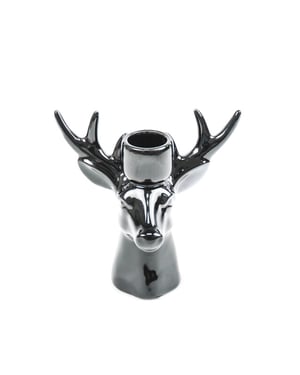 House Vitamin Candle holder reindeer ceramic black 16x9x16,5cm