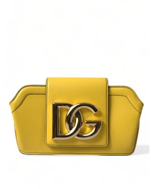 Gele Gladde Leren DG Logo Clutch Schoudertas