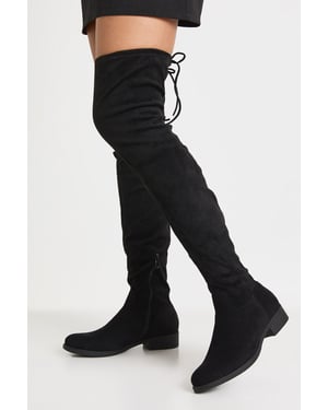 Faux Suede Over The Knee Stretch Boots