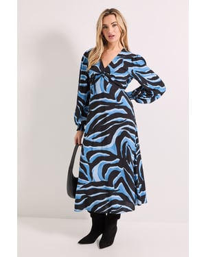 Knot Front Twist Printed Midi Dress