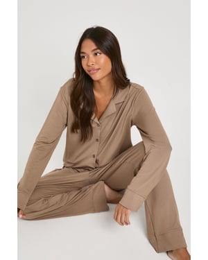 Soft Touch Button Through Shirt and Trouser Pyjama Set