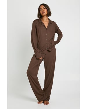 Tall Soft Touch Button Through Shirt and Trouser Pyjama Set