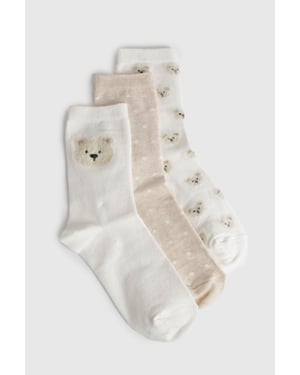 Novelty Bear Detail Socks 3 Pack