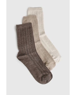 Neutral Pointelle Socks 3 Pack