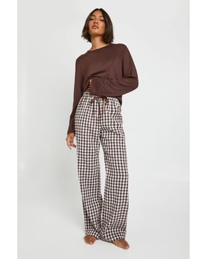 Tall Soft Touch Gingham Long Sleeve Top and Trouser Pjyama Set