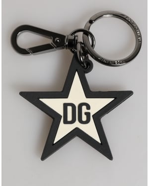 White Black DG Logo Star Rubber Men's Keychain Keyring