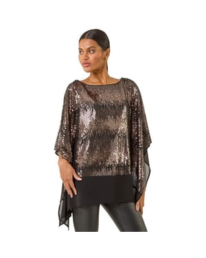 Ombre Sequin Mesh Chiffon Top