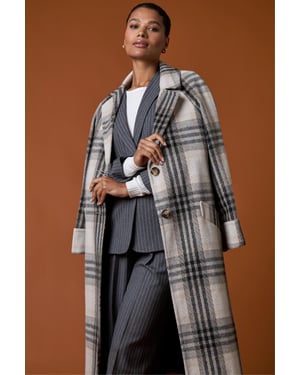 Check Print Longline Coat