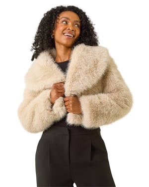 Petite Cropped Fur Coat