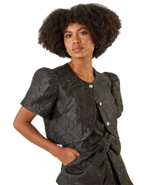 Brocade Puff Sleeve Jacket