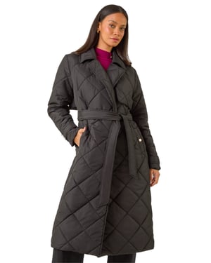 Chevron Wrap Quilted Puffer Coat