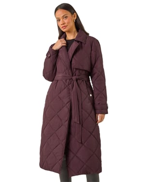 Chevron Wrap Quilted Puffer Coat