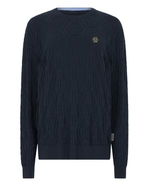 Jacquard Rundhalsad Tröja Med Monogram