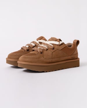 Womens Dual Lace Suede Trainers in Tan