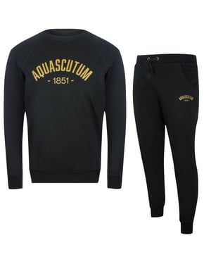 Aquascutum Old School Crewneck Zwarte Trainingsbroekset