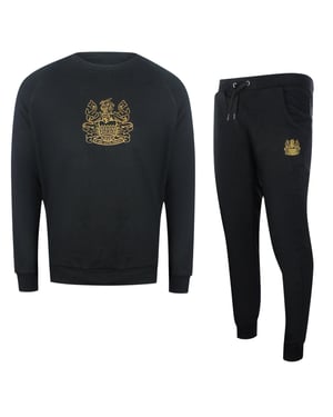 Aquascutum Iconic Crest Black Crewneck Tracksuit Set
