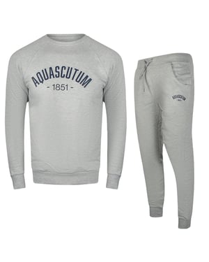 Aquascutum Old School Crewneck Grå Träningsoverall Byxor Set