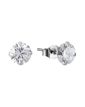 Set of 2 9ct White Gold 5mm Square And Circle White Cubic Zirconia Stud Earrings