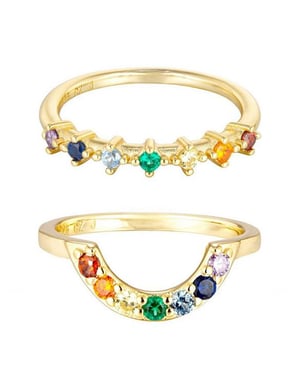 18ct Gold Plated Rainbow Stacking Ring Set