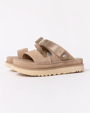Womens Heel Strap Sliders in Tan