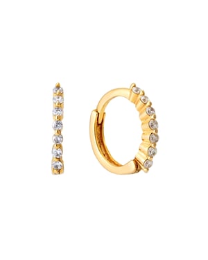 18ct Gold Plate White CZ Hoops