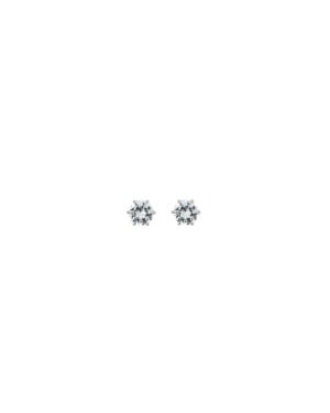 9ct White Gold 6mm White Cubic Zirconia Stud Earrings