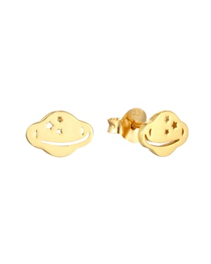 18ct Gold Plate Planet Stud Earrings