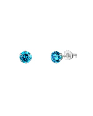 Sterling Silver 4mm Aquamarine Cubic Zirconia Stud Earrings