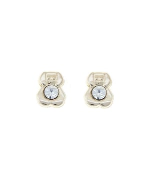 9ct Yellow Gold Puppy Dog White Crystal Everyday Stud Earrings