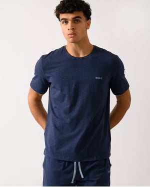 Heren Stretch-Katoenen Loungewear T-Shirt in Donkerblauw