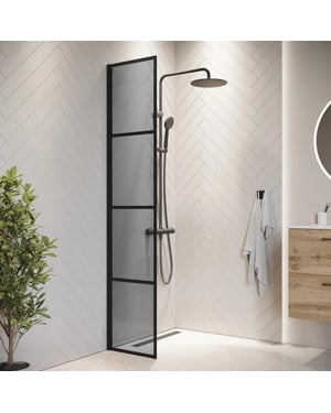 Badplaats Douchewand essos 40 x 200 cm zwart – inloopdouche 8 mm