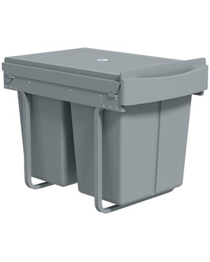 4goodz Uitschuifbare inbouwprullenbak 40 liter verdeeld in 2 x 20 l -