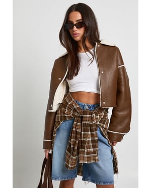 Petite Borg Lined Collared Aviator