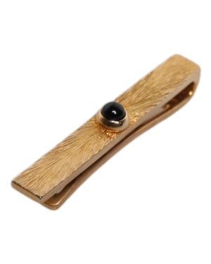 Zwarte Saffier Gouden Kleur Messing Stropdasclip Bar