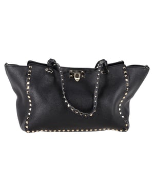Valentino Medium Rockstud Tote in Zwart Kalfsleer