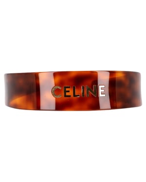 Celine Sköldpadds Hårband med Logotyp i Brunt Acetat