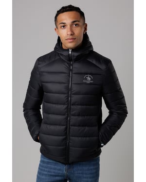 Black Lightweight Zip Through Hooded Padded Jacket With Zipped Pockets