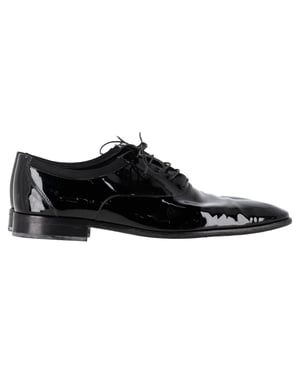 Salvatore Ferragamo Lace-Up Oxford Shoes in Black Patent Leather