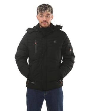 D-Rock Mens Winter Puffer Jacket with Detachable Fur Hood