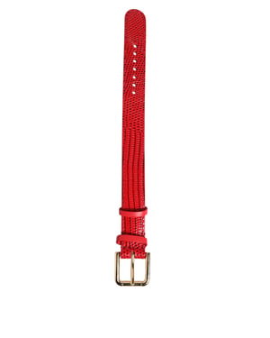 Röd Exotisk Läder Guldtonad Metallspänne Dam Armband