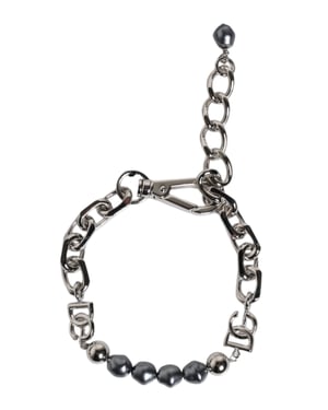 Zilveren Ketting Met Kreeftenhaak Logo Grijze Parels Armband