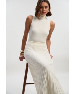 High Waisted Textured Knit Full Maxi Skirt