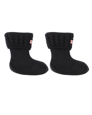 Hunter 6-Stitch Cable Kids Black Boot Socks