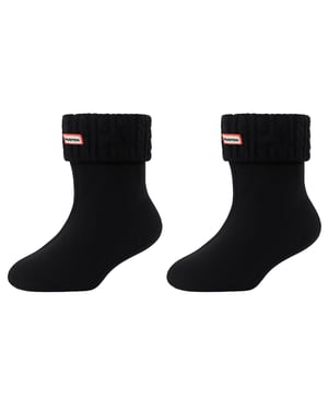 Hunter 6-Stitch Cable Black Boot Socks