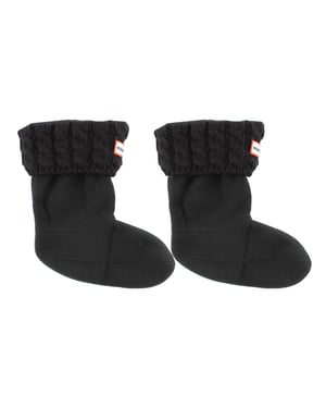Hunter 6-Stitch Cable Kids Black Boot Socks