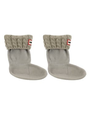 Hunter 6-Stitch Cable Kids Grey Boot Socks